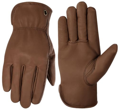 flintronic Arbeitshandschuhe aus Leder, Leder Arbeitshandschuhe für Herren und Damen, Lederhandschuhe perfekte für Garten/Motorrad/Fahrer/Reiten/Hofarbeit und Lagerarbeiten (Retro, M)
