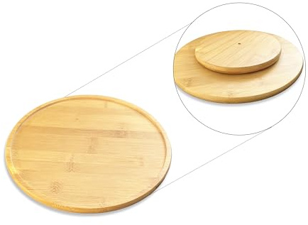 Wooden Turntable Tray - 30cm Large Lazy Susan Rotating Serving Platter – Rotating Cake Stand Spice Rack Spinner Cake Board Kitchen Cupboard Organiser For Dinning Decorating Coffee Table