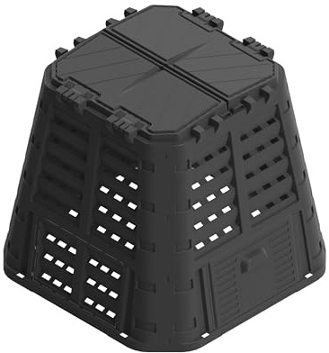 Composteur de Jardin EKOGRID - 480 L - Composteur de Jardin avec Irrigation Goutte à Goutte et aération - Noir