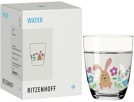 RITZENHOFF 8382002 Wasserglas 210 ml, Ostern von Esther Sprenger-Pieper – mit Hasen- und Ostereier-Motiv – Made in Germany