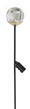 Dehner Solar-Stab Niva, Gartenleuchte mit warmweißem Licht, IP44, Höhe 130 cm, Ø 11 cm, Metall/Kunststoff, Gold/transparent