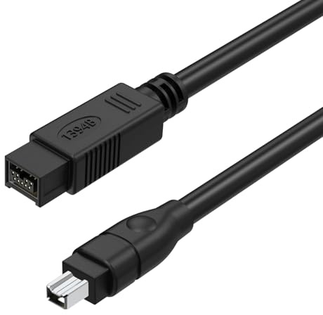Asobilor Cable de datos FireWire 800 a 400 IEEE 1394b de 9 pines a 4 pines macho de 1,8 m DV iLink para Mac Pro, MacBook Pro, iMac, Mac mini, PC, cámaras digitales, videocámaras, interfaces de audio