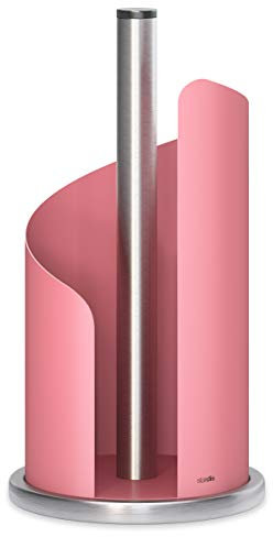 stardis Design Küchenrollenhalter Edelstahl matt H 30 Ø15 cm Rollenhalter Papierrollenhalter für Küchenrolle Halter stehend Pink