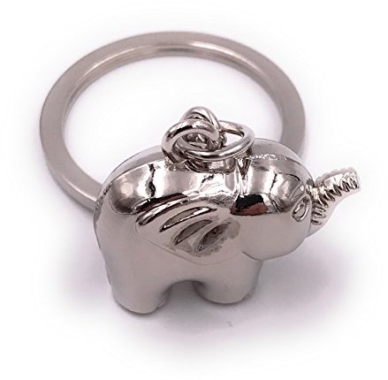 H-Customs Elefant Silber aus Metall Schlüsselanhänger besonderer Anhänger