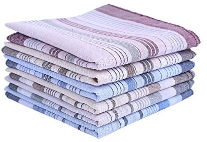 HOULIFE 6/9 Stücke Herren Stoff Taschentücher 100% Baumwolle Weich Handkerchief mit Karo-Muster, 38x38cm/15x15
