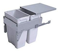 GOLLINUCCI Poubelle coulissante suspendue - 2 bacs - Contenance : 70 L - Hauteur : 560 mm