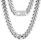 KRKC&CO 12mm Panzerkette Weißgold beschichtet Cuban Link Chain Edelstahl Panzerkette Herren Silber Miami kubanische Gliederkette Herren Silber Kette Hip Hop Halskette für Männer Jungen Größe 61cm