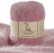 TEHETE 100% Angorawolle Garn zum Stricken, Häkelgarn 38 Farben 325 Merter 50g 2-fädig je Knäuel,weich und leicht,Rosa Weiß,861