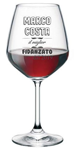 Calice da vino personalizzato con nome incisione innamorati (nome) il miglior fidanzato dal (anno) - idea regalo innamorati - regali originali - bicchiere in vetro chiaro, ca 500ml