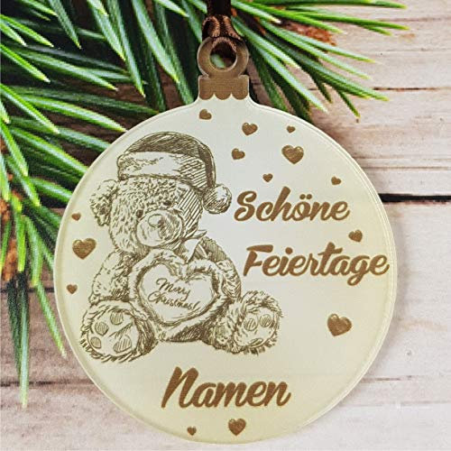 Gravure Events Christbaumkugel mit Namen – Frohe Weihnachten – Personalisierte Weihnachtskugel mit Name. Personalisiertes Geschenk. – Kugel - Christbaumschmuck - Weihnachtsbaumkugeln DS6