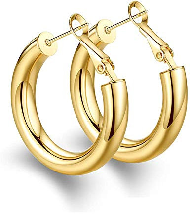 Dicke Goldene Creolen Leichte Klobige Goldreifen für Frauen Hypoallergen Groß Hohlrohrohrring 25mm / 30mm / 40mm / 50mm
