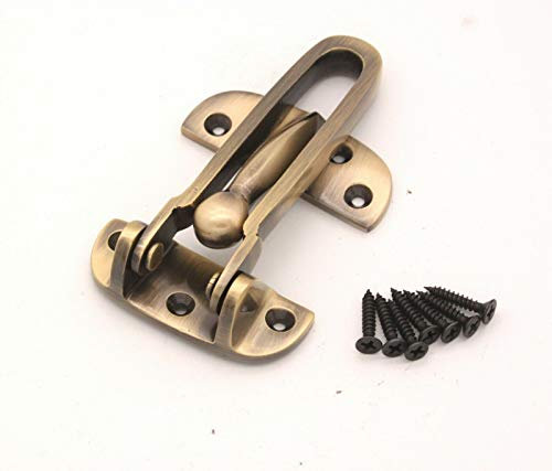 Door Security Chain Restrictor Strong Safety Lock Guard Catch Latch with Screws (Antique)