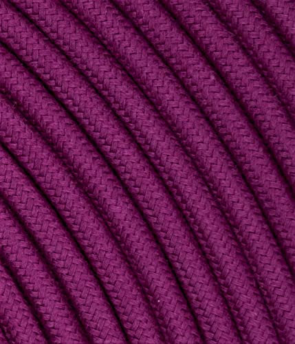 LaMorell LightDesign Cavo Elettrico Tondo/Rotondo Rivestito in Tessuto. Colore Viola Ciclamino. Sezione 3x0.75 (3 METRI)