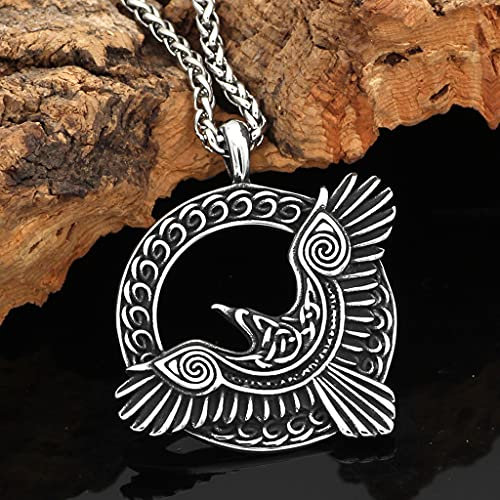 YABEME Nordische Wikinger Halskette Vintage Edelstahl Handgefertigt Schwerer Ausgezeichneter Schutz Talisman Amulett Anhänger Schmuck Mit 24-Zoll-Weizenkette,Mjolni ram Horns