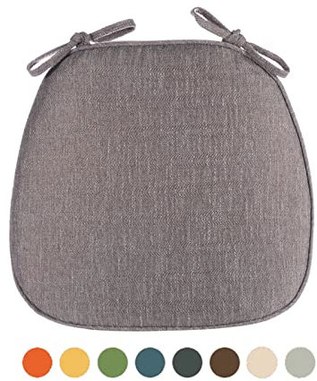 Yadlan Sitzkissen Gartenstuhl 4er Set, Stuhlkissen 40X40 mit Bändern, Sitzpolster Stuhl Trapez, Waschbar Stuhl Kissen mit Abnehmbarem Bezug, Sanft Thick Kissens Grau