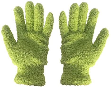 TopHomer 1Paar Staubhandschuhe, Mikrofasertuch, Erleichtert das Abstauben von empfindlichen Gegenständen oder Holzjalousien, LKWs und Autos, Grün