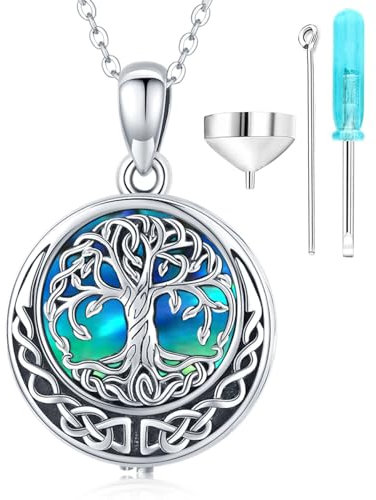 Friggem Urnen Kette für Asche 925 Sterling Silber Baum des Lebens Urnen Anhänger Halskette Asche Andenken Feuerbestattungs Schmuck für Frauen Mädchen (Lebensbaum-C)