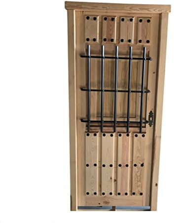 PUERTA RÚSTICA DE MADERA CON REJA GRANDE (Apertura Izquierdas)