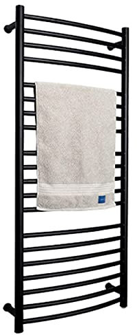 WPHH Radiatore Scaldasalviette Elettrico Nero, Scalda Asciugamani da Bagno con 20 Barre, Portasciugamani Elettrico A Parete 173W, Acciaio Inossidabile 304 con Interruttore Impermeabile,Plug in