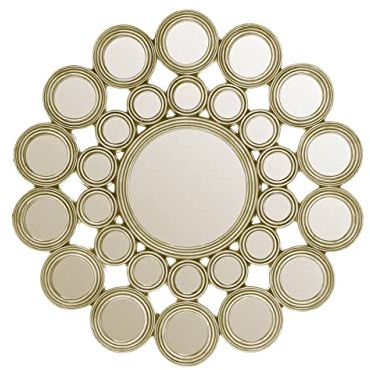 Premier Housewares Wall Mirror/Bathroom Mirrors Wall Mounted/Hallway Wall Mirrors/Stick On Mirrors For Walls/Champagne Wall Mirror For Living Room Dimensions W119 X D4 X H119cm