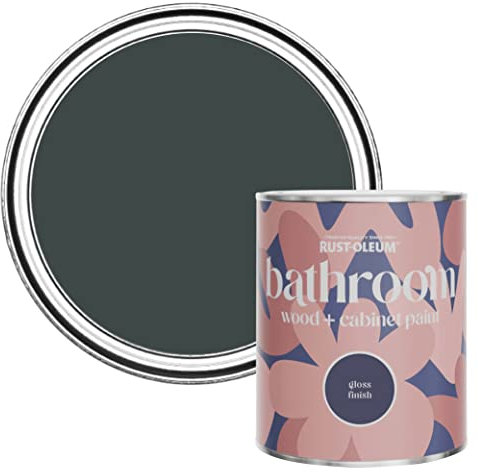 Rust-Oleum Black Moisture Resistant Bathroom Wood and Cabinet Paint in Gloss Finish - Black Sand 750ml