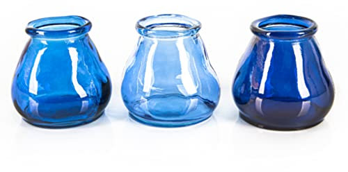 Logbuch-Verlag 3 kleine Vasen blau hellblau türkis Dekovase aus Glas Gefäß Windlicht als Tischdeko maritim Meer 9 cm