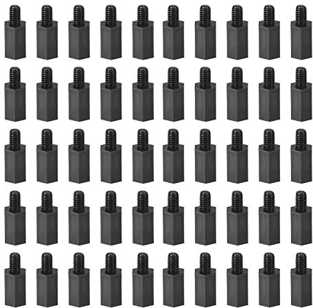 YOKIVE 75 pcs M4 Écarteur Vis, Nylon Hex pcB Entretoises avec Haute Isolation Effet, Conservateur Hauteur Cohérente, Idéal pour Carte Mère (Noir, 10mm+6mm)