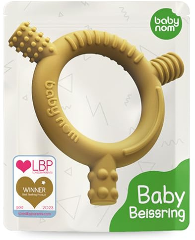 Baby Nom ® Beißring für Babys – Beißring für Babys aus 100% lebensmittelechtem Silikon, BPA-frei, Baby-Beißspielzeug zur Entlastung des Zahnfleisches des Babys, Entlastung der Zähne des Babys