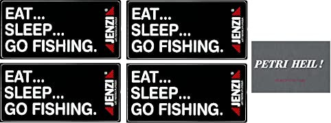 blntackle76 Set: 5 Aufkleber Auto 4 x Jenzi Eat Sleep go Fishing, 1x Petri Heil Angeln