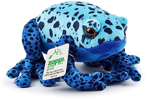 Zappi Co Jouet en Peluche de Grenouille à fléchettes Bleue 100% recyclé (15 cm de Longueur) Collection d'animaux éco-responsables Doux et câlins pour Nouveau-né Premier Enfant