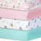 Bimocosy Spannbettlaken 60x120cm, 4er Set für Babybett & Kinderbett, Weiche Mikrofaser, Atmungsaktiv & Oeko-TEX Zertifiziert, Waschbar, Rosa/Blumen/Elefant/Seeblau