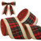 TONIFUL Green and Red Plaid Check Burlap Ribbon, 6cm x 6yds, 2pcs Burlap Wired Ribbon for Crafts Ornament Wrapping, Bows Making, Room and Party Decoration