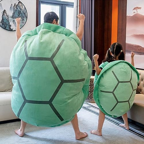 HOKUTO Turtle Power Shell, Turtle Pillow Suit SchildkröTen Kissen Zum Anziehen Tragbare Schildkrötenpanzerkissen (Green,130 cm)