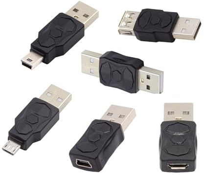 NFHK 6 Stück/Charge Typ-A Micro-USB 2.0 Mini-USB 5-poliger Stecker auf Buchse, Verlängerungsdaten-Netzadapter