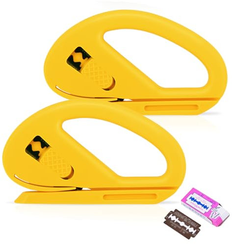EHDIS 2 Stück Geschenkpapier Schneider mit 5 Ersatzklingen, Gift Wrap Cutter für Rollen, Papierschneider für Geschenkpapier Weihnachten, Geburtstag, Bastelpapier, Gelb