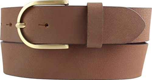 BELTINGER Damen-Gürtel aus Vollbüffelleder 4 cm | Jeans-Gürtel für Damen mit goldener Gürtelschließe 40mm | Leder-Gürtel aus Büffelleder 4cm | Mittelbraun 80cm