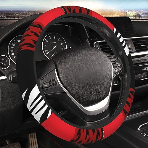 Auto-Lenkradbezug für alle Modelle, roter Leoparden-Zebra-Elastik-Lenkradschutz, Anti-Rutsch-Dekoration, Schutz für Damen und Herren, Auto-Radschutz, Einheitsgröße