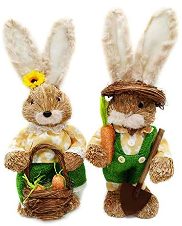 YAOGUI Osterdekoration, 2 Stück Strohhasen-Dekorationen, Osterparty, Garten, Hochzeit, Ornament