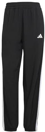 adidas Women's Train Essentials 3-Stripes Woven Pants, Black/White, M