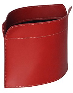 LIMAC Design GIUSY Zeitungsständer modern aus Leder, Zeitschriftensammler, Originaler Zeitungskorb, Bücherkorb, für Zuhause, Büro, Hotel, Hergestellt in Italien. (Rot)