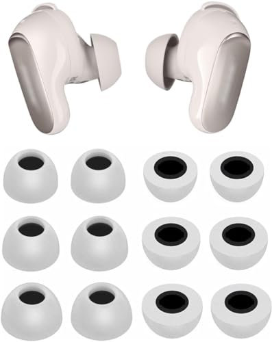ALXCD Foam Eartips Compatible with Bose QuietComfort Ultra Earbuds, 6 Pairs S M L Sizes Soft Memory Foam Ear Tips, Compatible with Bose QC Ultra Earbuds 6 Pairs Gray