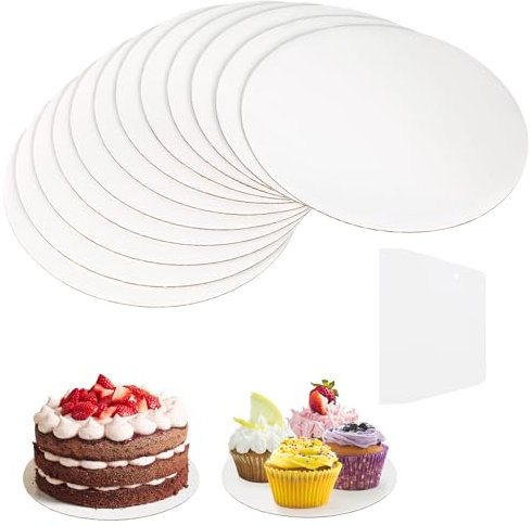 Mispudin 12 Piezas Base para Tartas Redonda de 30 cm, Base Tarta Blanca, Bandejas Carton Redondas con Espátula para Tartas, Soporte para Pasteles Carton, para Transporte de Pasteles y Tartas