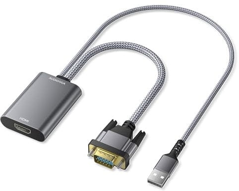 Elebase Adaptateur VGA vers HDMI,Convertisseur 1080P VGA Mâle vers HDMI Femelle avec Audio,Connecteur Unidirectionnel pour Source VGA Ordinateur/Portable/Bureau/PC vers TV/Moniteur/HDTV/Projecteur