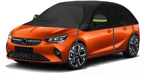 Autoabdeckung Ersatz für Mini Cooper Opel Corsa D Renault Clio, Universelle Sonnenfest Hälfte Autoabdeckung, Halbgarage UV Beständige Halbe Auto Abdeckplane Staubdicht Schneefest Outdoor Indoor