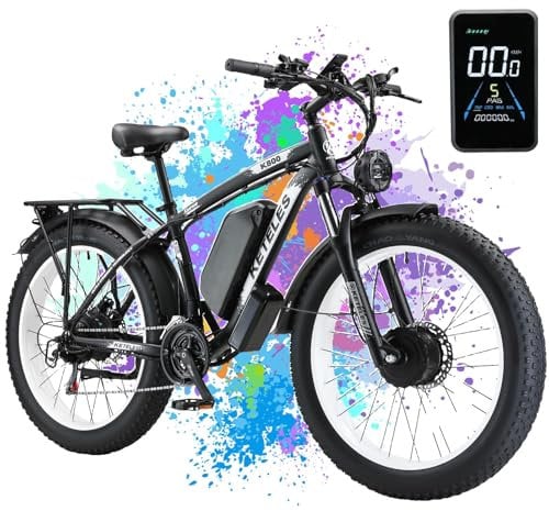 BENFUTO KETELES K800 Electric Bike with Two Motors, 23Ah Battery, 21-speed Electric 26 Inch Wide Tyre Electric Bicycle UK Warehouse (White)