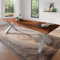 trelevo Esszimmertisch 240x100 cm, Akazienholz massiv, Tischplatte nussbaumfarben, echte Baumkante, X-Gestell Silber, Baumkantentisch