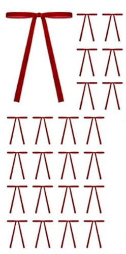 Lot de 24 nœuds en velours pour sapin de Noël et porte - Décoration vintage - Pour décoration d'intérieur et d'extérieur (rouge, taille unique)