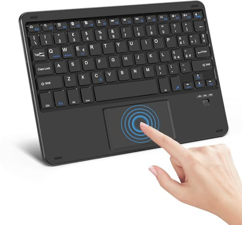 SOPPY Tastiera Bluetooth Portatile con Touchpad, Mini Tastiera Ricaricabile per iPad 9.7/iPad 10.2/iPad Air/Pro/Samsung Tab/Lenovo Tab/iOS/Android/Windows, Layout Italiano (Nero)