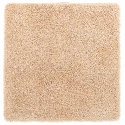 vidaXL Teppich Shaggy Hochflor Beige 240x240 cm Polyester, Teppich, Schlafzimmerteppich, Teppich Modern, Wohnzimmerteppich, Flauschiger Teppich