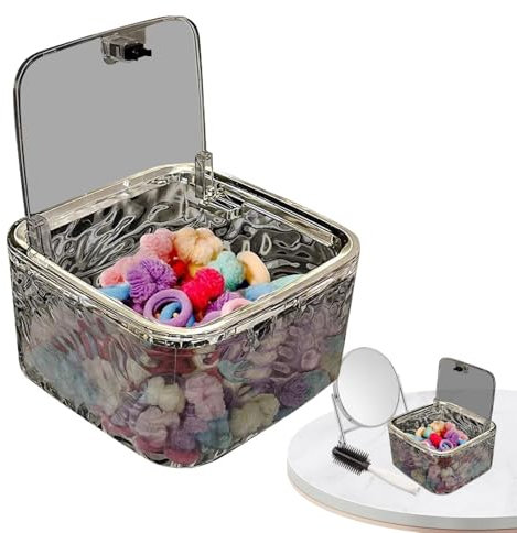 Hair Accessories Organizer Box - Clear PET Storage Container with Lid, and Compact | Stylish Holder for Headbands, Bows, and Clips, Perfect for Bathroom, Vanity, or Travel Use